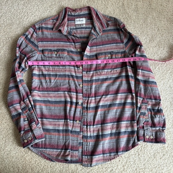 Mutl-Colored Stripped Long Sleeve Flannel Shirt - Picture 6 of 9